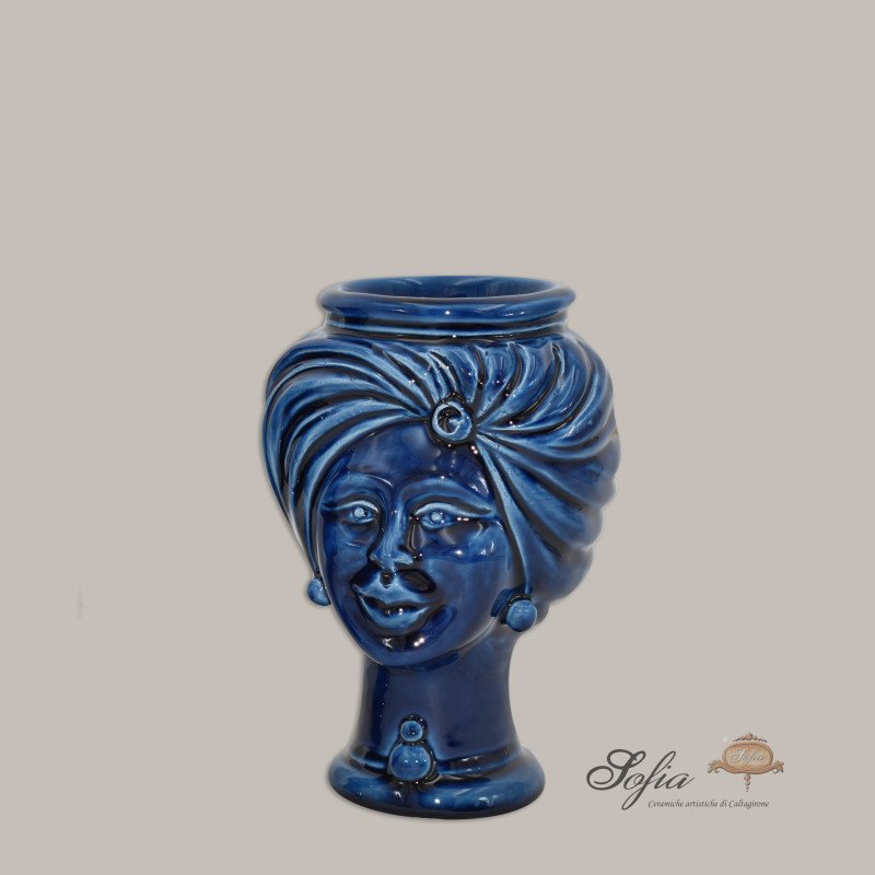 Head h 16 tuareg intense blue woman - Modern Moorish heads Sofia Ceramiche  - 1