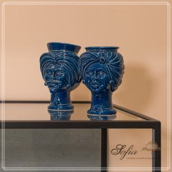 Testa h 16 tuareg Blu intenso uomo - Ceramiche di Caltagirone Sofia  - 3