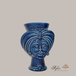 Head h 16 tuareg intense blue man - Modern Moorish heads Sofia Ceramiche  - 1