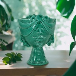 Testa Uomo in Ceramica Caltagirone | Zahira Verde Smeraldo 30cm  - 1