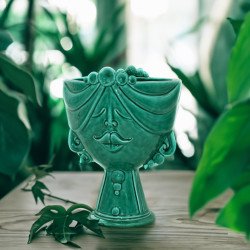 Testa Donna in Ceramica Caltagirone | Zahira Verde Smeraldo 30cm  - 1