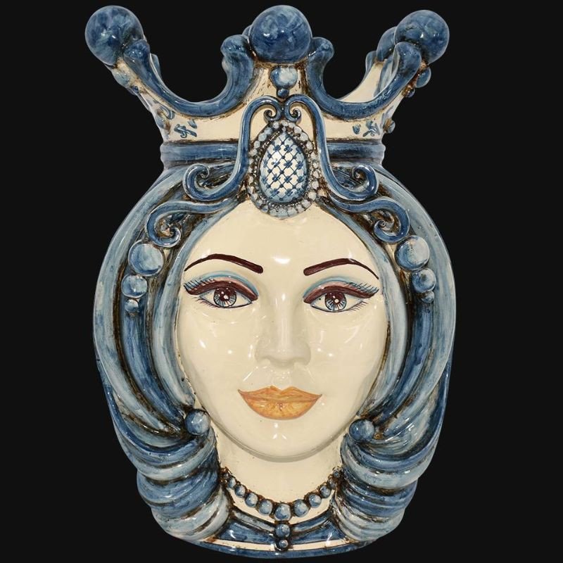 Ceramic Head of Sicily h 38 mono blu female - Sofia Ceramiche artistic Ceramics  - 1