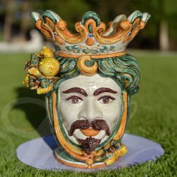 Ceramic Head with lemons h 40 green/orange male  - 1