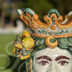 Ceramic Head with lemons h 40 green/orange male  - 3