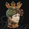 Ceramic Head with pomegranate h 40 green/orange female  - 4