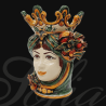 Ceramic Head with pomegranate h 40 green/orange female  - 5