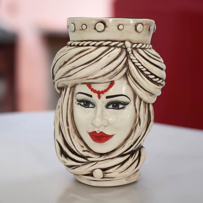 Moor's Head h 48 madreperla Woman - Modern Moorish heads Sofia Ceramiche  - 1