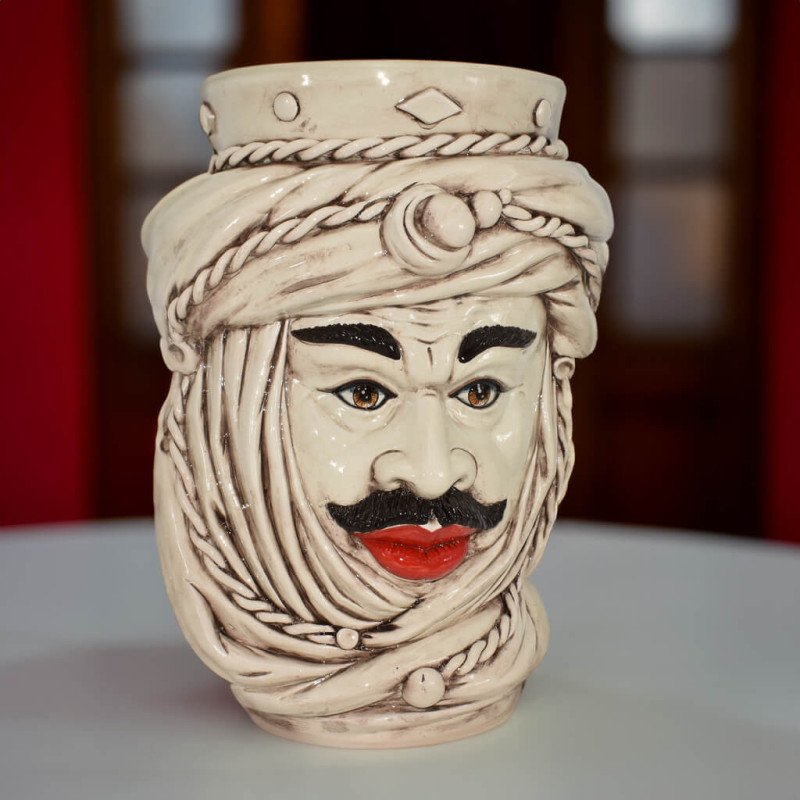 Moor's Head h 40 madreperla Man - Modern Moorish heads Sofia Ceramiche  - 1