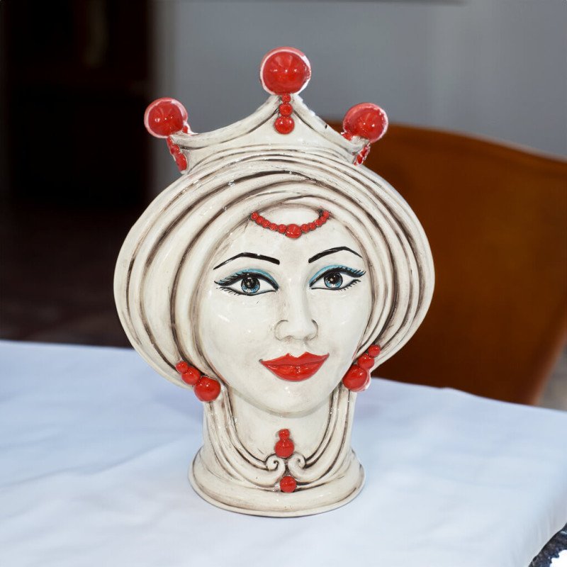 Testa h 30 in Avorio donna - Modern Moorish heads Sofia Ceramiche  - 1