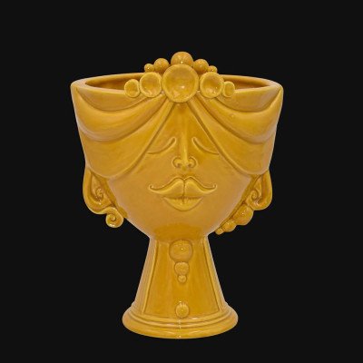 Ceramic Female Head Caltagirone | Zahira Mustard Yellow 30cm - Moor...