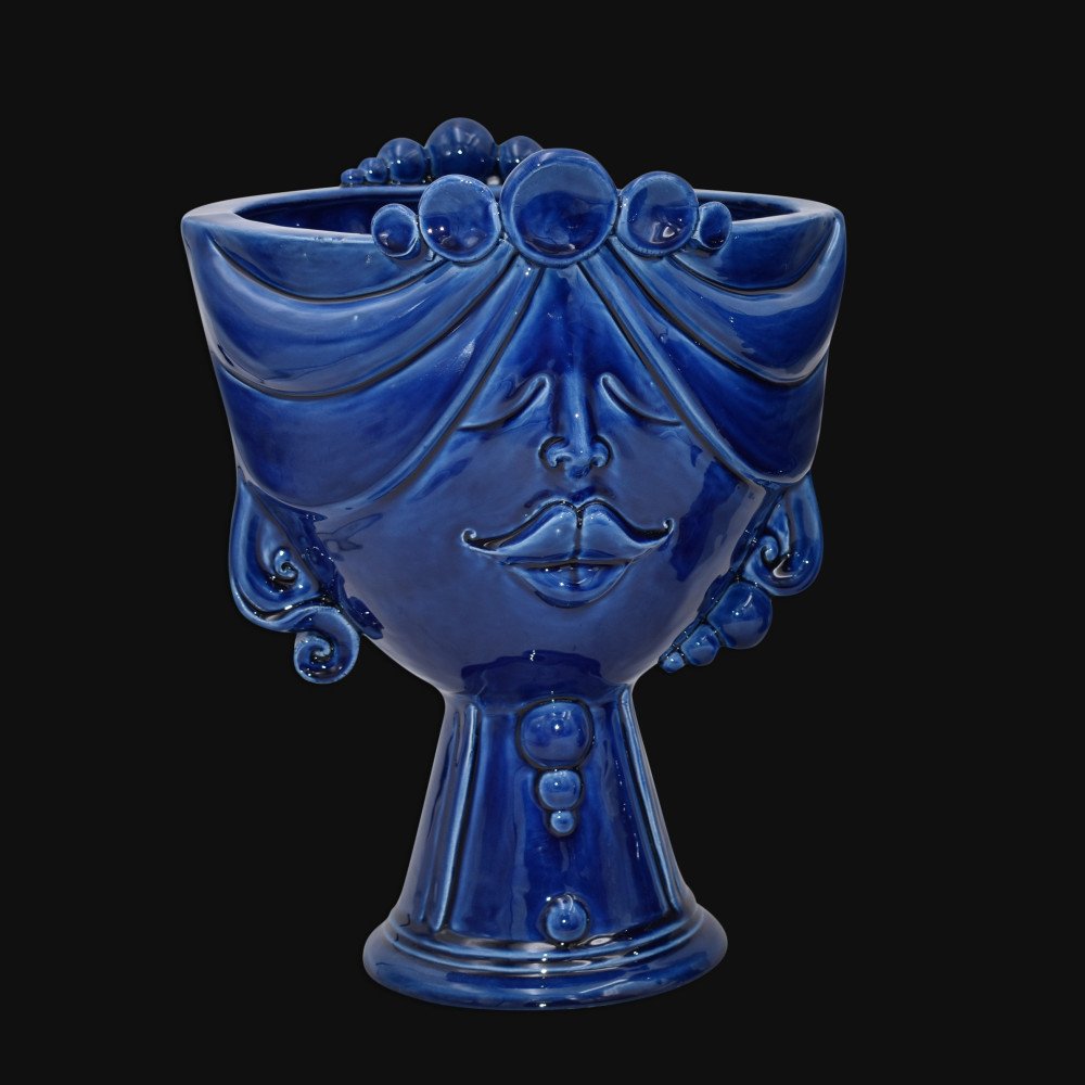 Ceramic Female Head Caltagirone | Zahira Deep Blue 30cm - Moorish H...