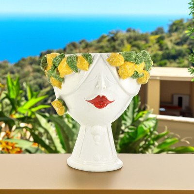 Testa di Moro con limoni "Zahira" donna | White and Lemon 30 cm | T...