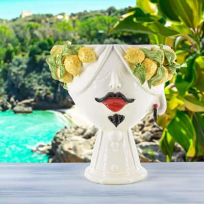 Moro head with lemons "Zahira" man | White and Lemon 30 cm - Mooris...