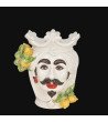 Head h 25 cm White and Lemon man - Moorish Head | Sicilian Moor Heads