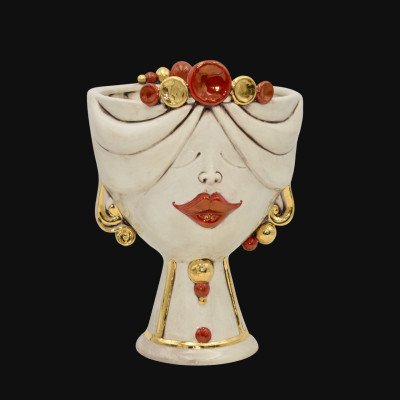 Caltagirone Ceramic Moor's Head | Zahira Mother of Pearl Gold and L...