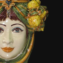 Ceramic Head with lemons h 40 green/orange female  - 5