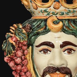 Ceramic Head with grapes h 40 green/orange male  - 2