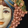 Ceramic Head with grapes h 40 blue/orange female  - 2