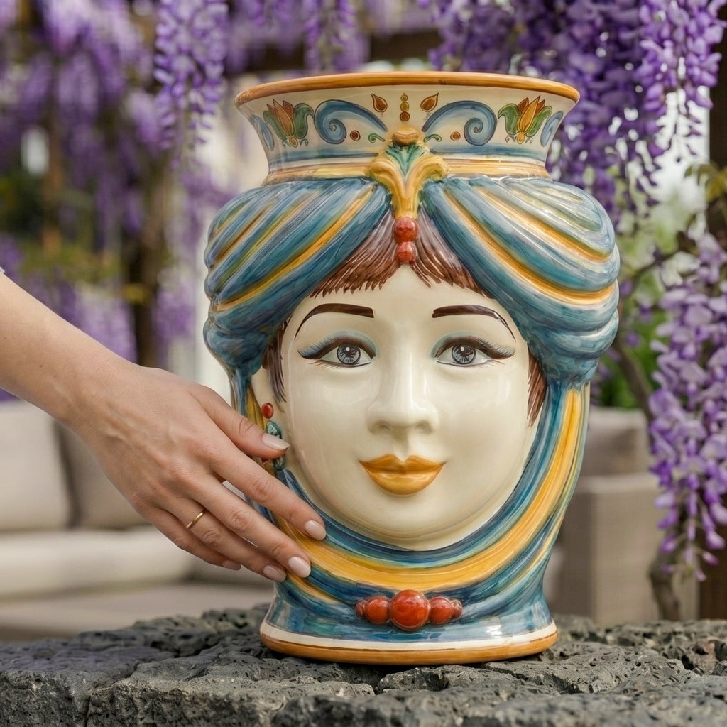 Testa di Moro h 33 cm - Femmina senza corona, Decoro Sicily