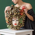 Testa Medusa h 50 cm - con Mele, Madreperla Antichizzato | Ceramica Caltagirone