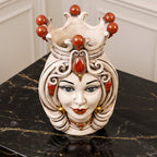 Testa di Moro h 38 cm - Donna, Madreperla Antichizzato Oro e Lustri | Ceramica Caltagirone