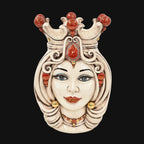 Testa di Moro h 38 cm - Donna, Madreperla Antichizzato Oro e Lustri | Ceramica Caltagirone
