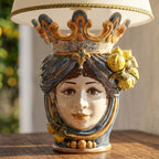 Handcrafted Teste di Moro lamp with crown and lemon accents, blending tradition and modern design.