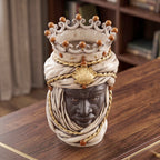 Handmade Teste di Moro ceramic vase with crown and turban, blending tradition and modern design for home decor.