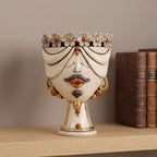 Zahira Head with Flowers H 30 cm — Man, Antiqued Mother of Pearl | Caltagirone Ceramics