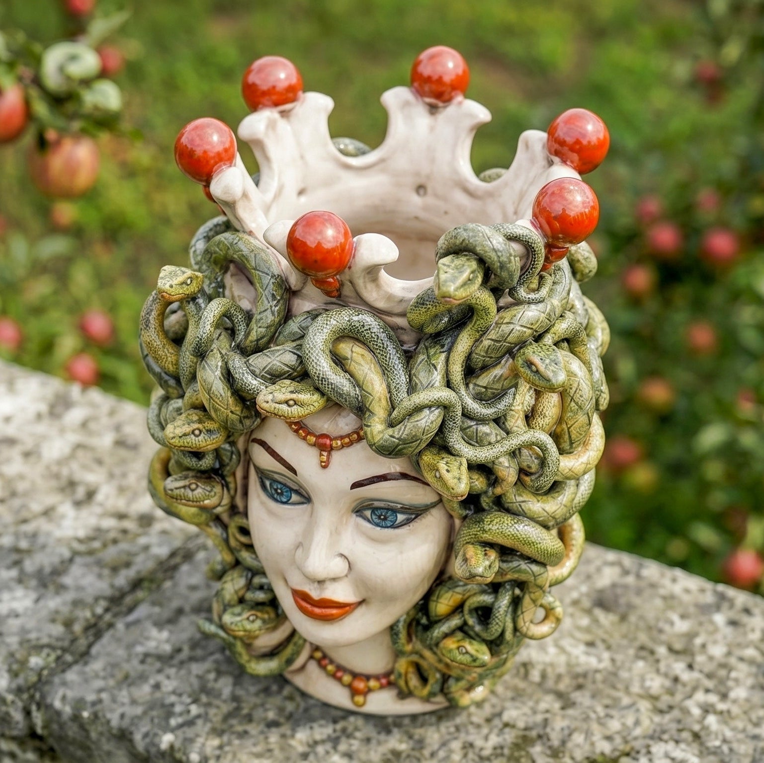 Medusenkopf H 38 cm — Perlmutt | Keramik Caltagirone
