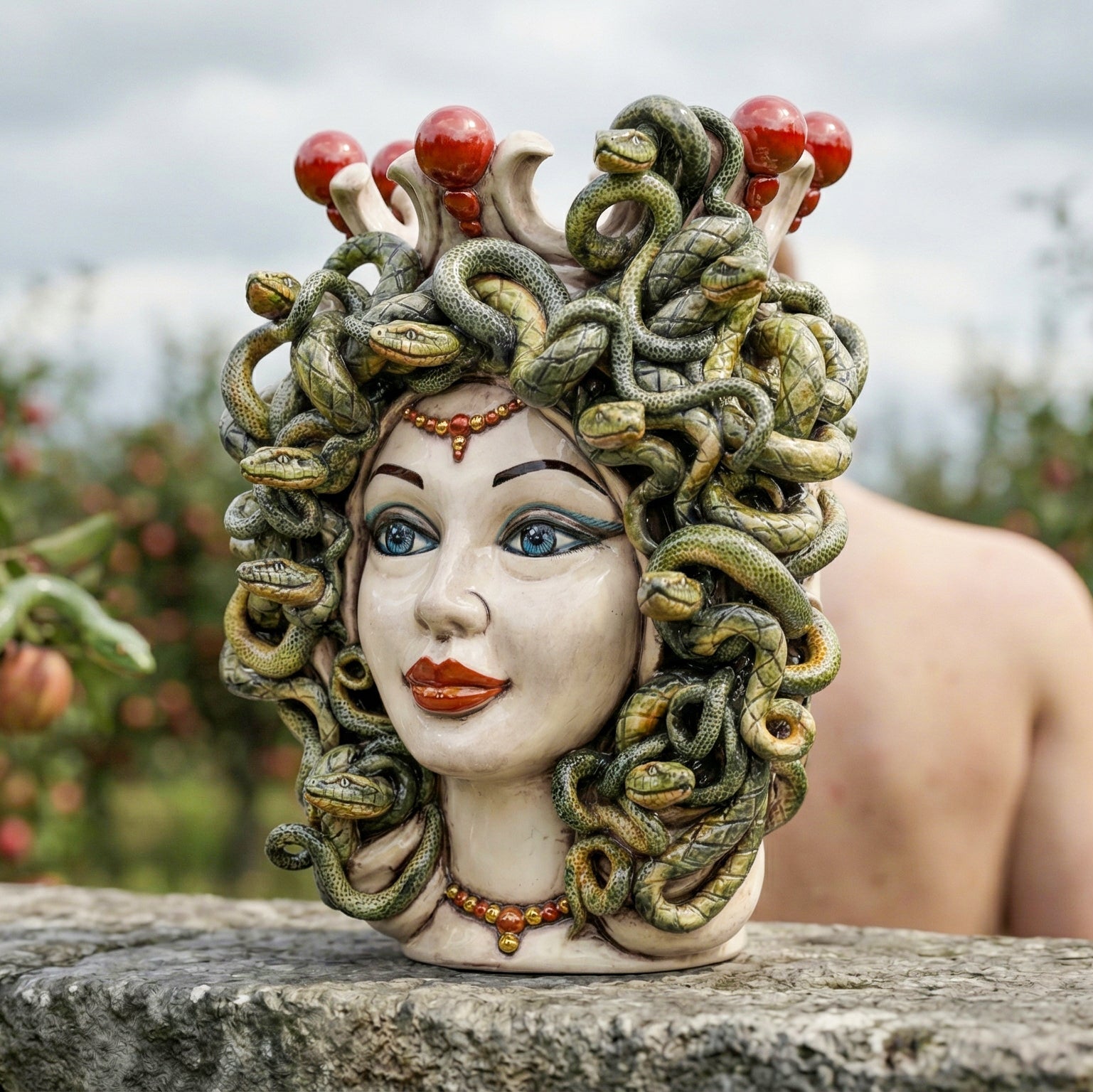 Medusa Head h 38 cm — Mother of Pearl | Caltagirone Ceramic