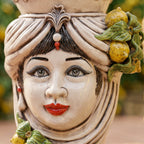 Testa di Moro con Limoni h 40 cm - Donna, Madreperla Colorato | Ceramica Caltagirone
