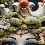 Testa Medusa con fiori h 38 cm - Madreperla Antichizzato Oro e Lustri | Ceramica Caltagirone