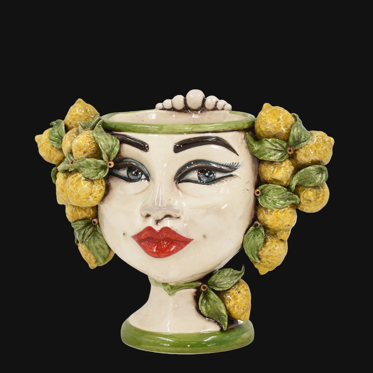 Testa di Moro con Limoni h 20 cm - Donna, Madreperla Colorato  | Ceramica Caltagirone