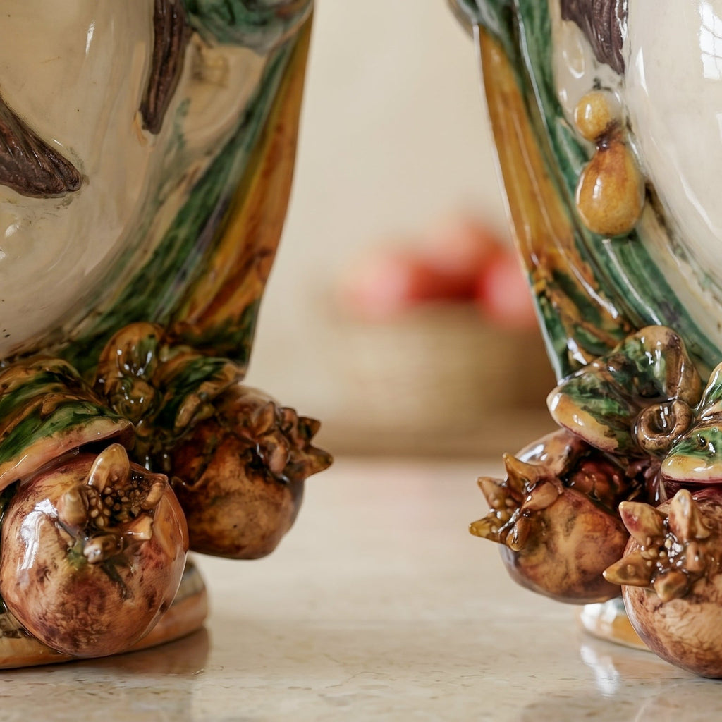 Testa di Moro con Melograni, Maschio Bianco, Verde e Arancio, corona. Ceramiche Sofia, Caltagirone