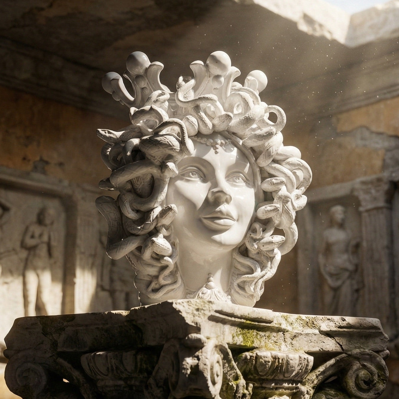 Testa Medusa h 38 cm — White Line | Ceramica di Caltagirone