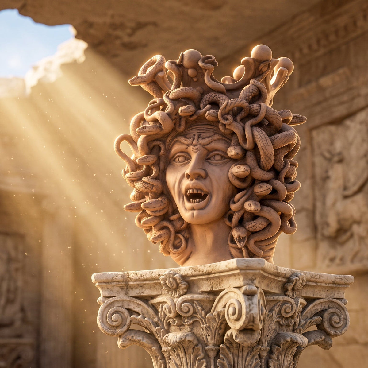 Testa Medusa h 38 cm - Terracotta Antichizzata | Ceramica Caltagirone