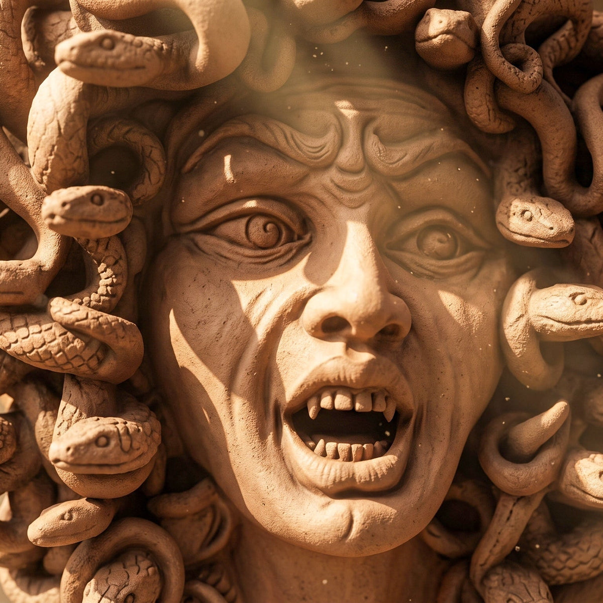 Testa Medusa h 38 cm - Terracotta Antichizzata | Ceramica Caltagirone