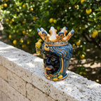 Testa di Moro con Limoni, Maschio Moro, Blu e Arancio. Ceramica siciliana di Caltagirone, Sofia