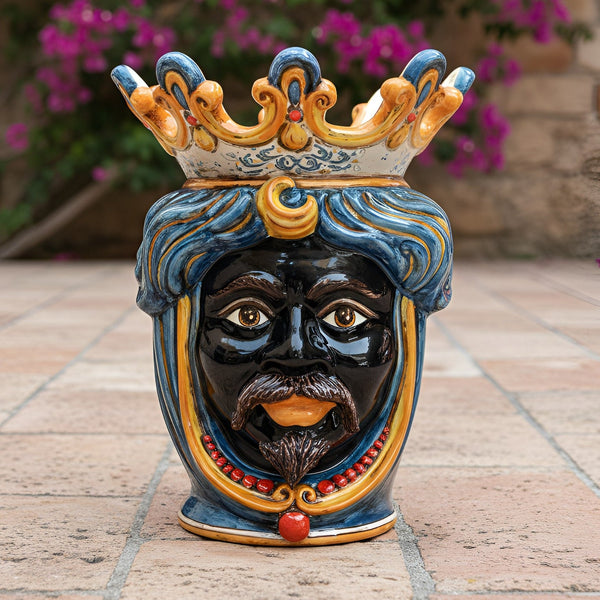 Moor's Head with Beads h 40 cm - Male Moor, Sicily Decor