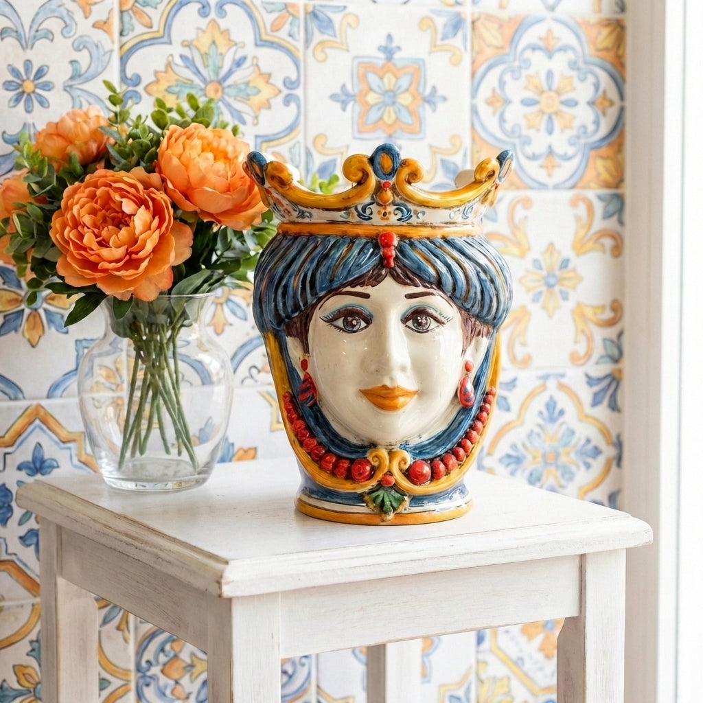Moor's Head with Beads h 25 cm — Woman, Sicily Decor