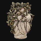 Handcrafted Medusa head sculpture with green snakes, Italian ceramic art, unique home decor piece