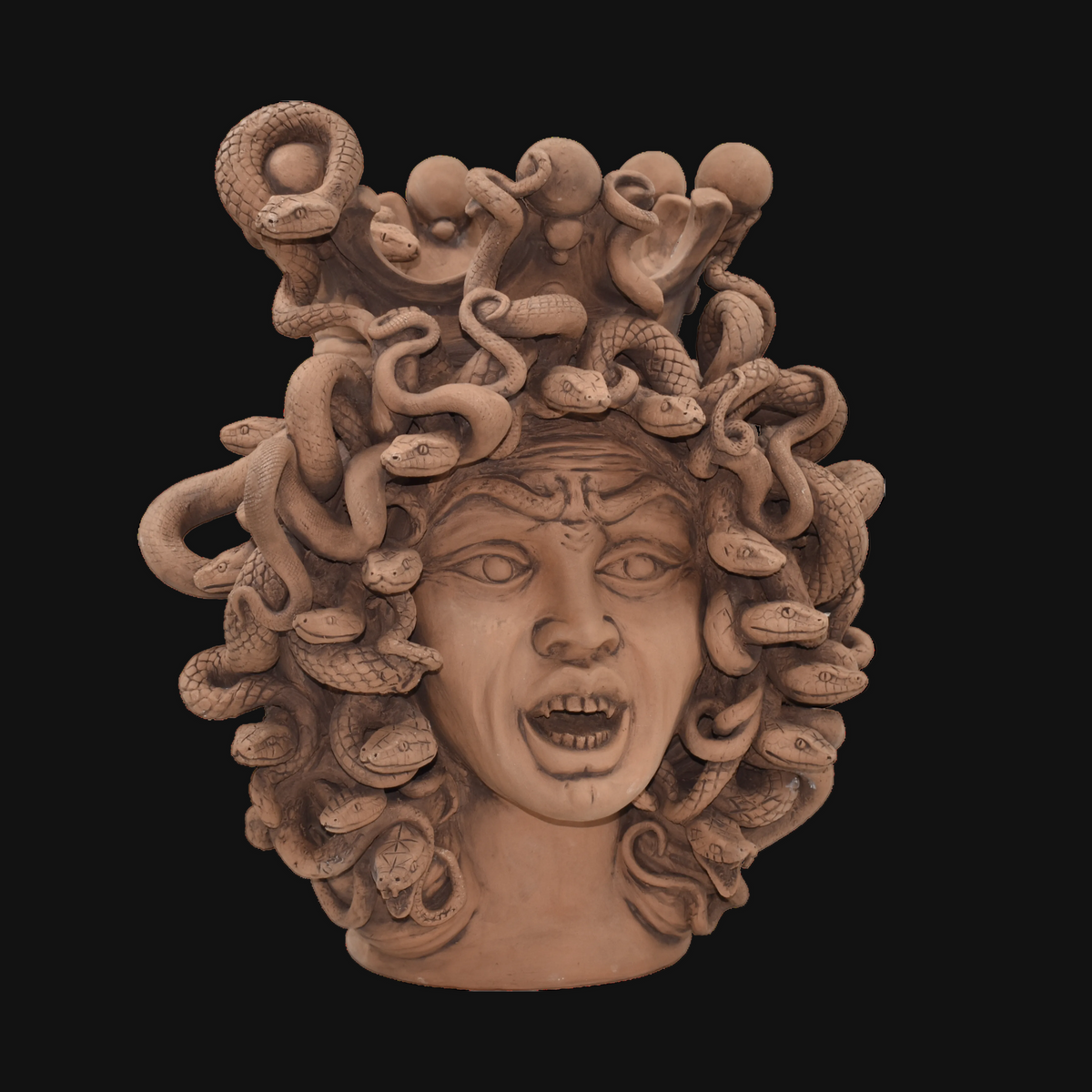 Testa Medusa h 38 cm - Terracotta Antichizzata | Ceramica Caltagirone
