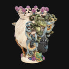 Handmade Teste di Moro ceramic vase with snake hair, crown, and vibrant colors, blending tradition and modern design