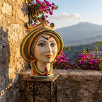 Testa di Moro, Donna, Verde e Arancio. Ceramica siciliana di Caltagirone, Sofia