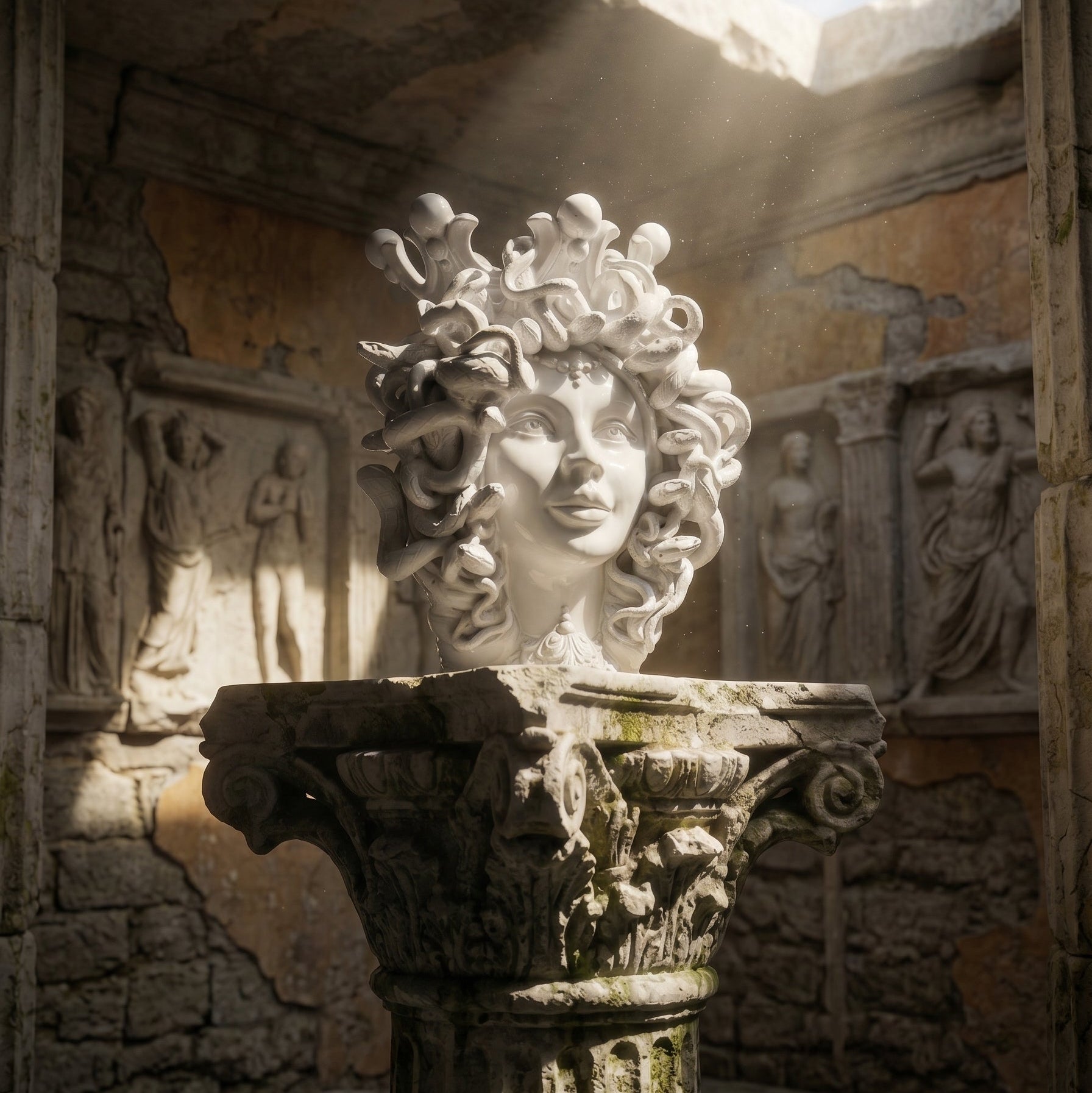 Testa Medusa h 38 cm — White Line | Ceramica di Caltagirone