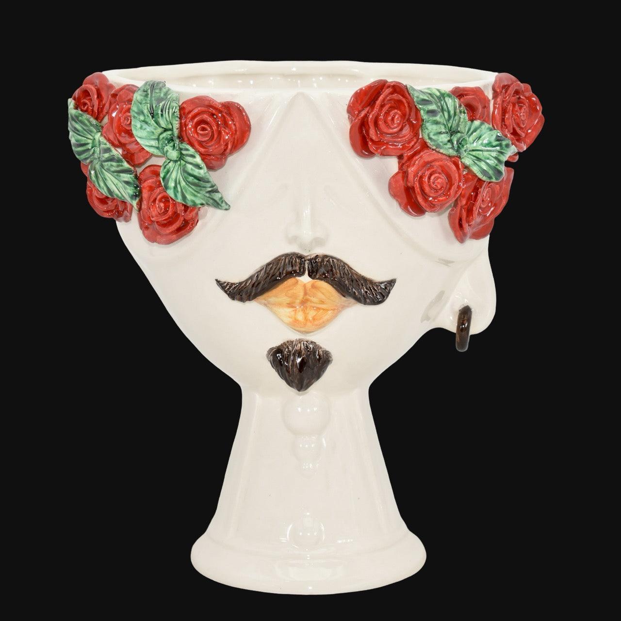 testa-di-moro-con-rose-rosse-zahira-uomo-or-white-and-color-30-cm-ceramiche-di-caltagirone-sofia-5 - Moorish Head