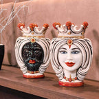 Testa di Moro h 25 turbante madreperla con oro e lustri maschio moro - Ceramiche di Caltagirone Sofia