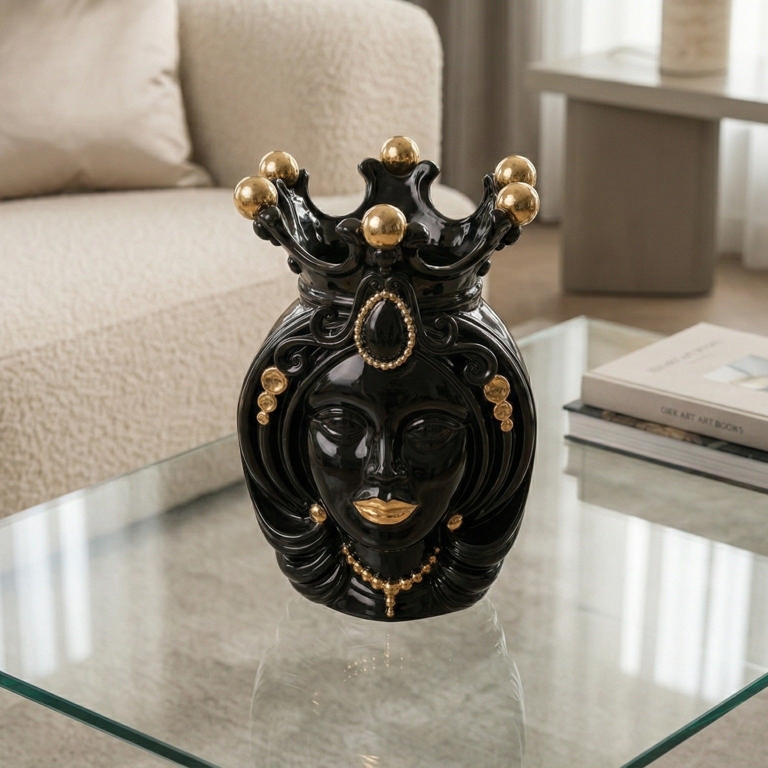 Testa di Moro h 38 cm - Donna, Black and Gold