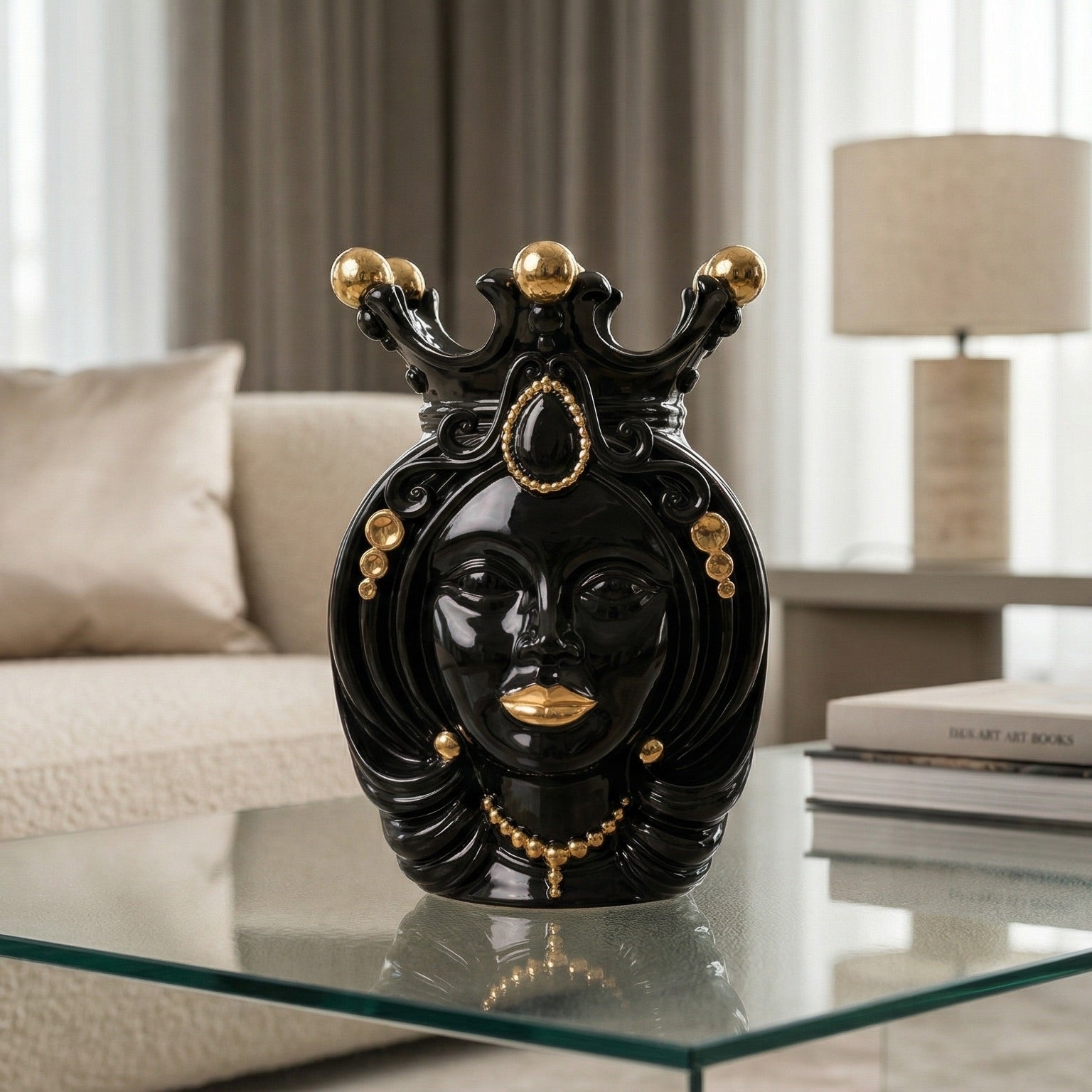 Testa di Moro h 38 cm - Donna, Black and Gold